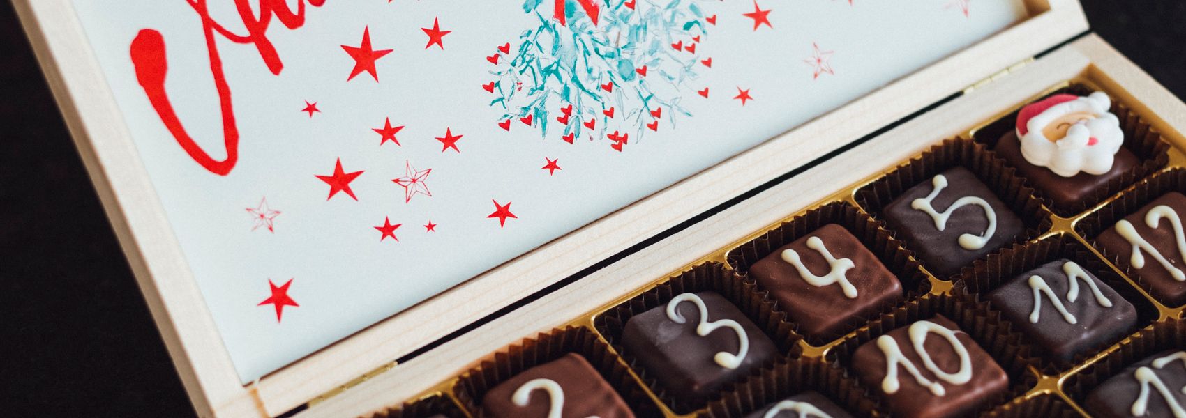 Adventskalender met genummerde chocolaatjes, als inspiratie voor een adventskalender voor mannen